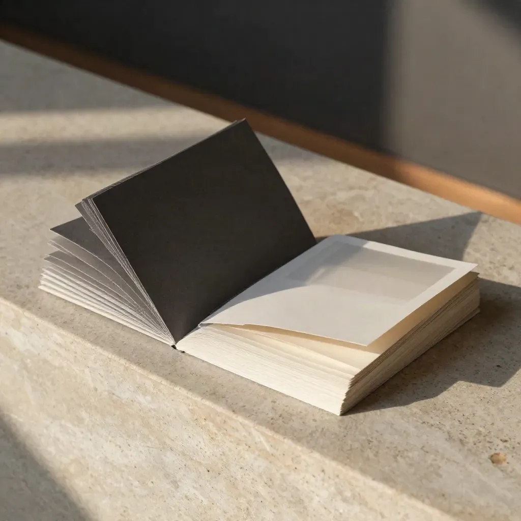 Real-estate campaign kit on stone ledge with brochures, postcards, and open-house packet.